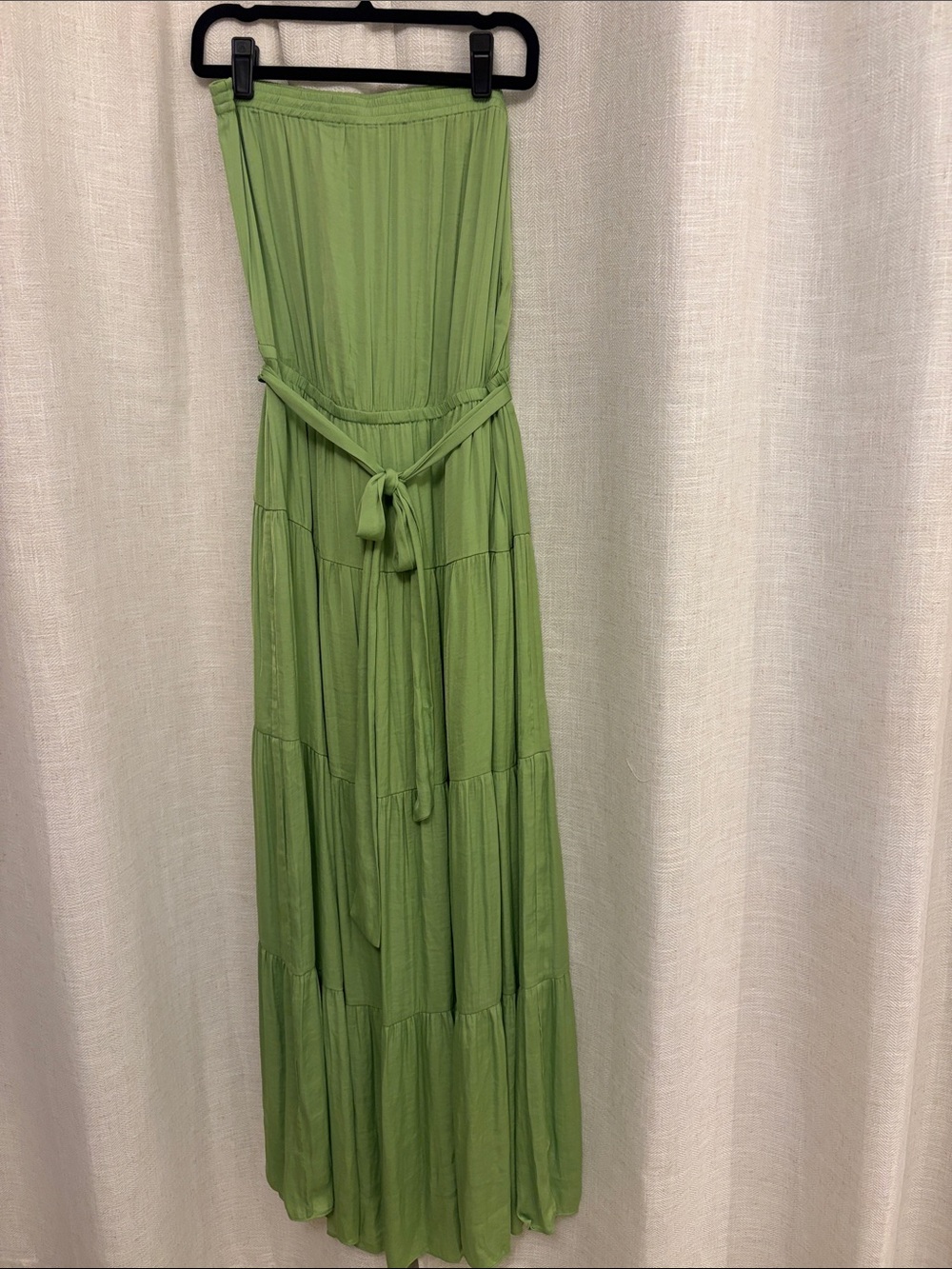 Naked Zebra Lime Green Strapless Tie-Waist Maxi Dress